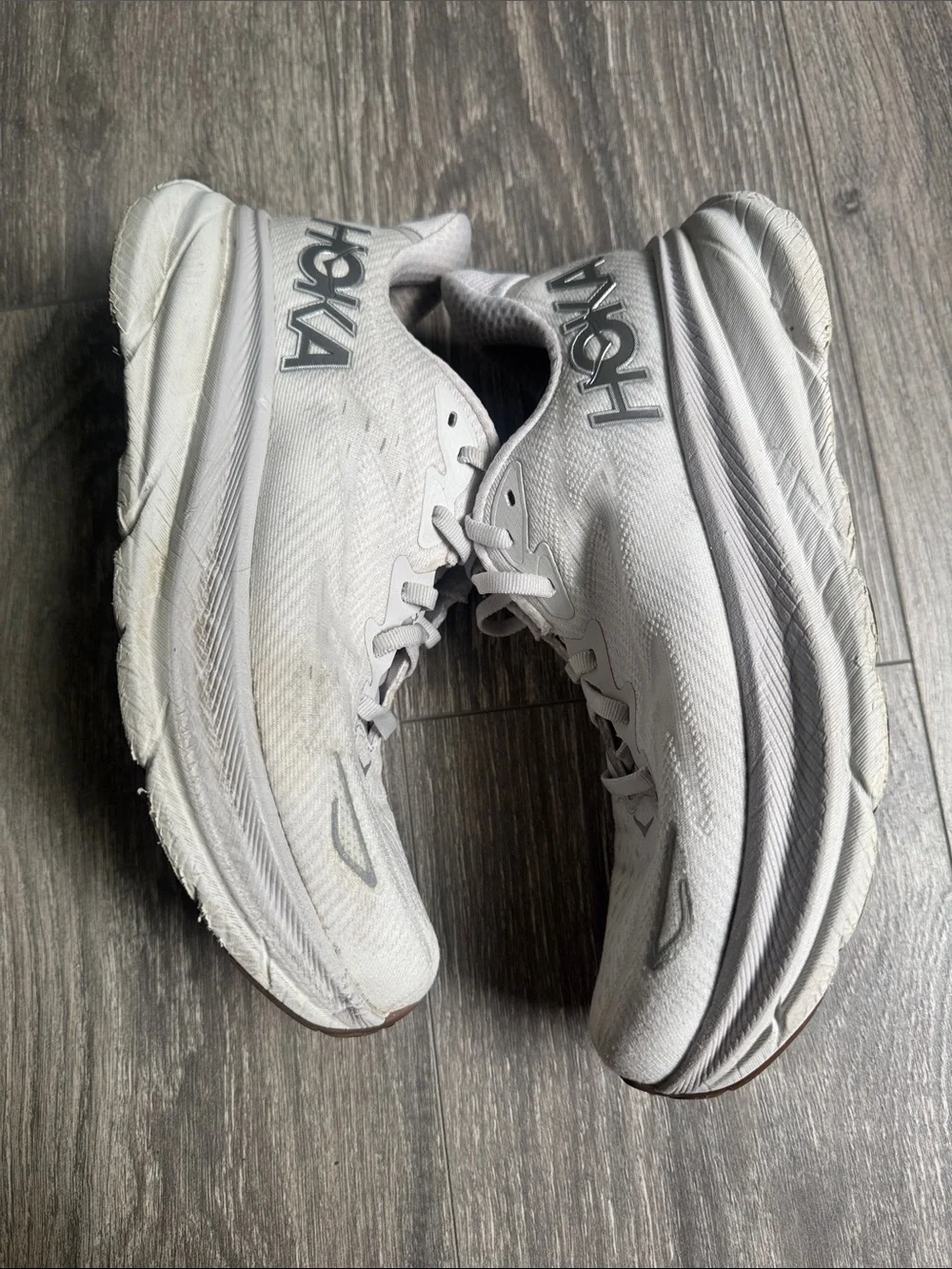 Hoka Clifton 9 White Athletic Running Shoes